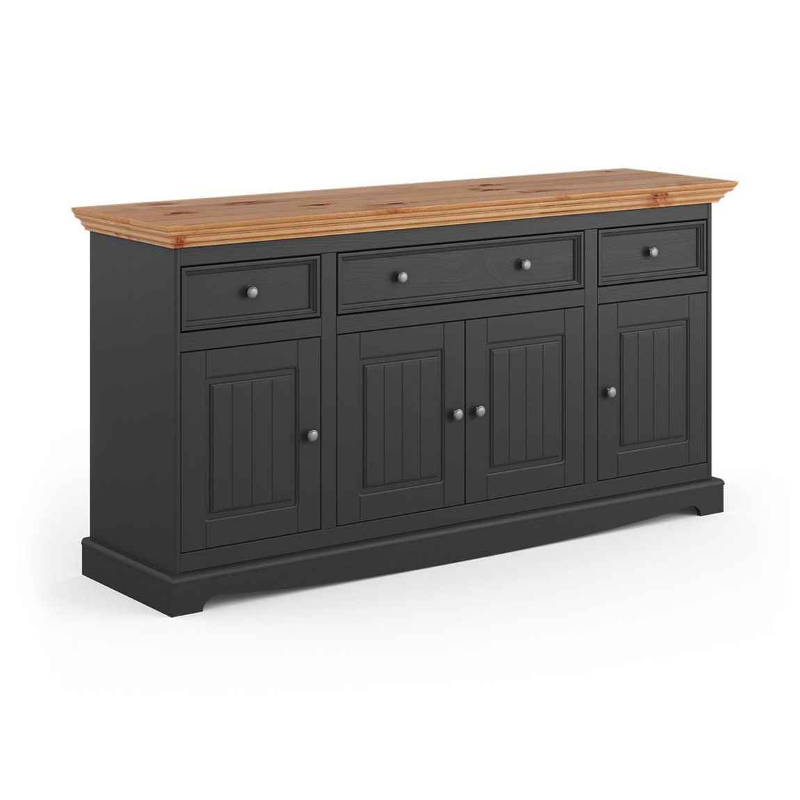 Belluno Elegante Massivholz Sideboard mit 4 Türen Grafit / Kiefer