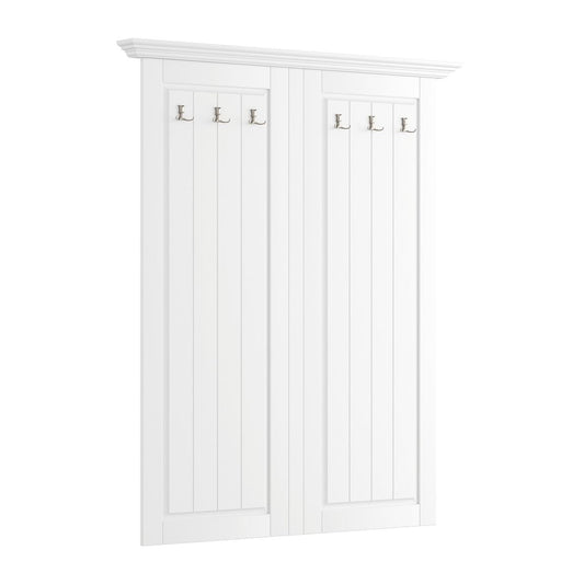 Belluno Elegante Massivholz Garderobenpanel Weiß