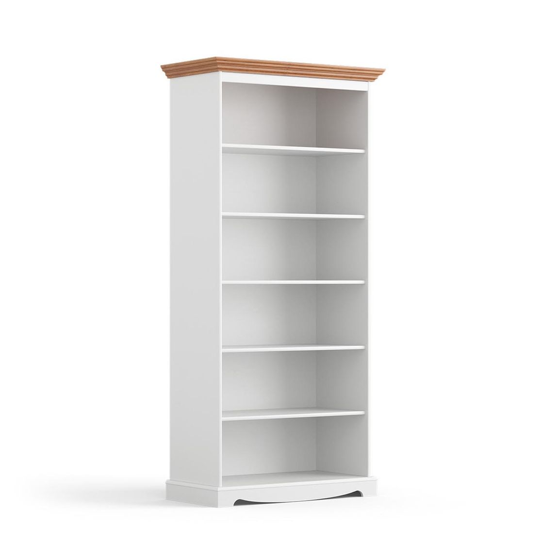 Belluno Elegante Massivholz Regal, Bücherregal Weiß/Eiche