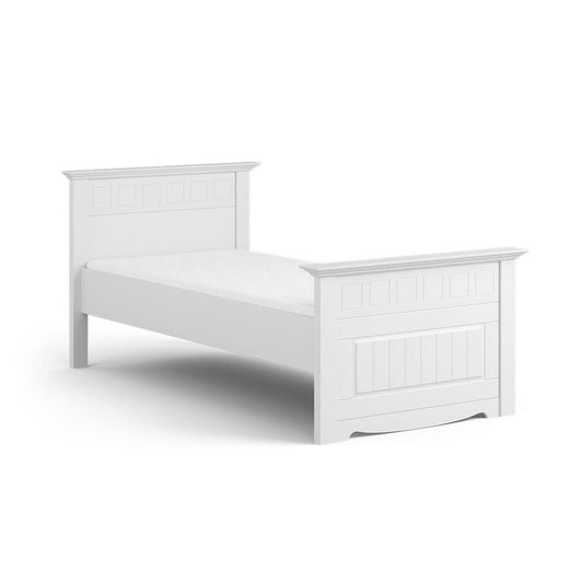 Belluno Elegante Massivholz Bett Einzelbett Jugendbett 90-140x200cm Weiß