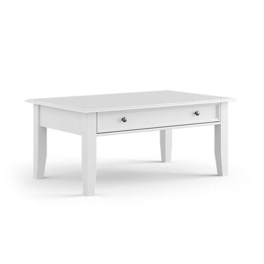 Belluno Elegante Massivholz Couchtisch 122x71 cm Weiß