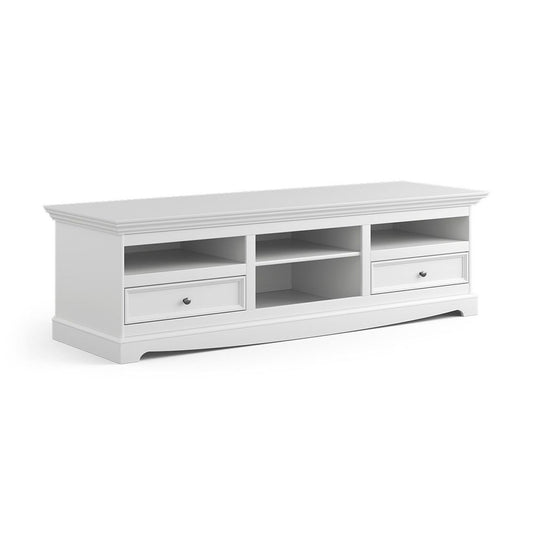 Belluno Elegante Massivholz Lowboard mit 2 Schubladen 167 cm Weiß