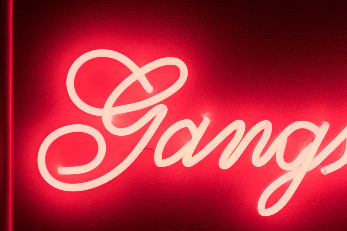 GANGSTERS NON SOCIAL LED Wandbild Rot