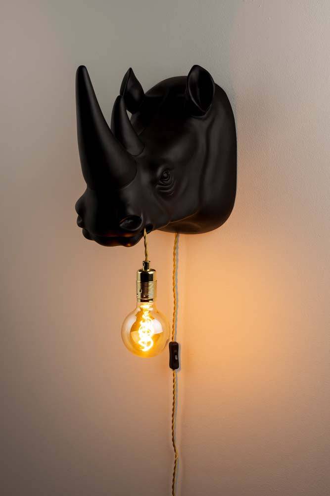 MIND YOUR OWN RHINO Wandlampe Schwarz - Voelpe