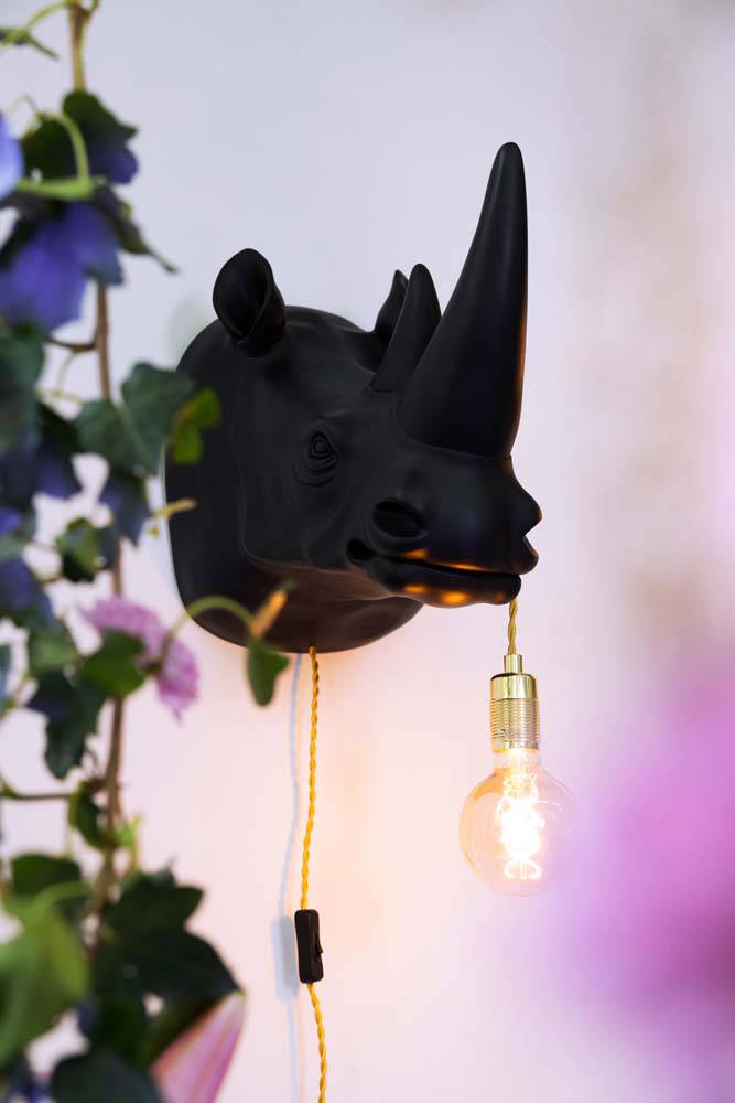 MIND YOUR OWN RHINO Wandlampe Schwarz - Voelpe