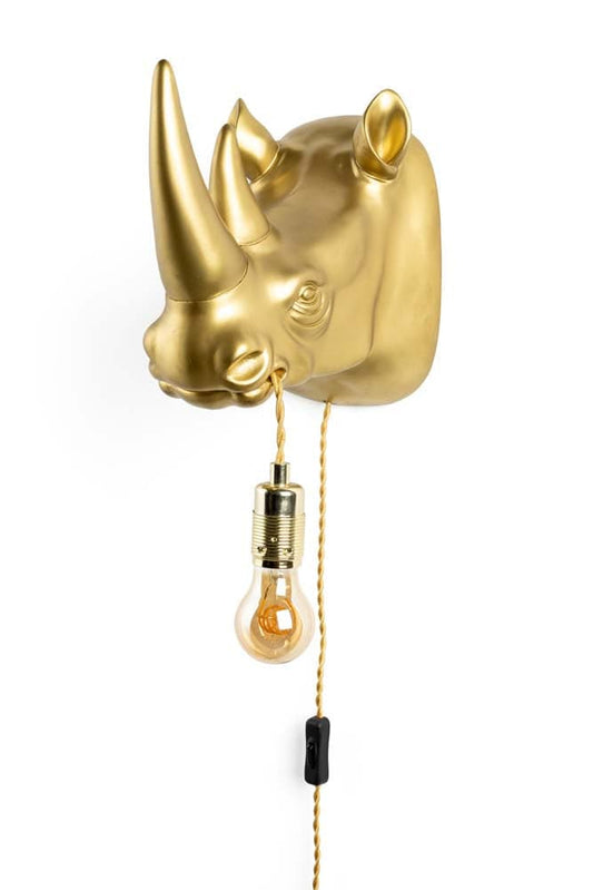 MIND YOUR OWN RHINO Wandlampe Gold - Voelpe