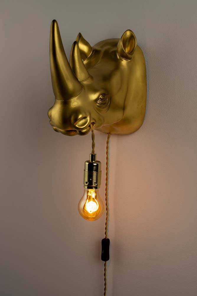 MIND YOUR OWN RHINO Wandlampe Gold - Voelpe