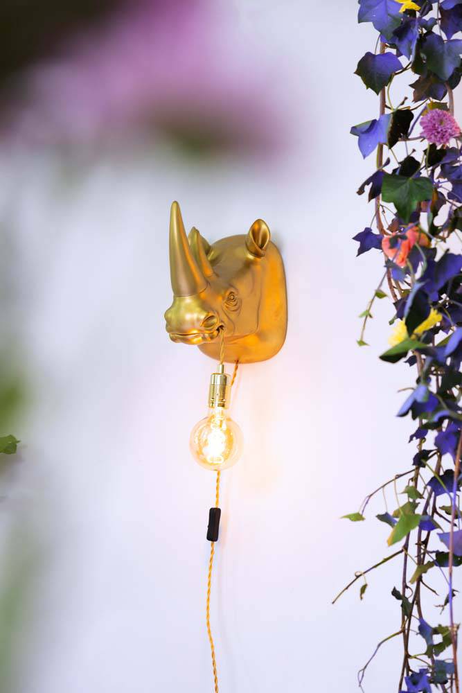 MIND YOUR OWN RHINO Wandlampe Gold - Voelpe