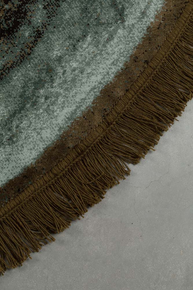 ROCKY ROUND Teppich Ø175cm Blau / Braun