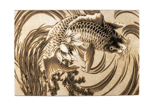 THE LEGEND OF KOI Teppich mit Print 160x230 Beige / Schwarz / Grau - Voelpe