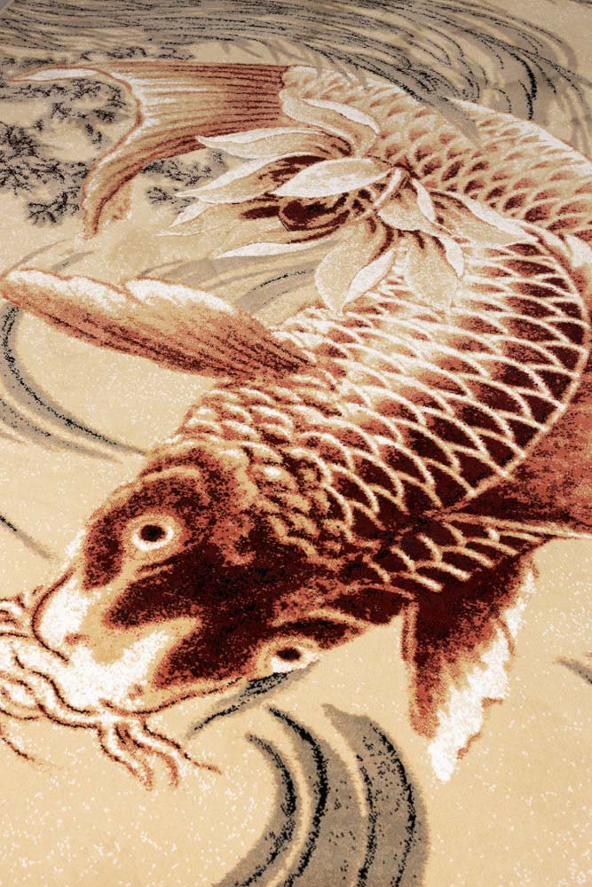 THE LEGEND OF KOI Teppich mit Print 160x230 Beige / Orangerot