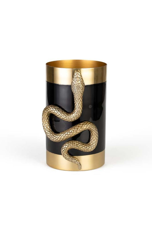 NEVER HURT A SNAKE Vase M Schwarz / Gold - Voelpe