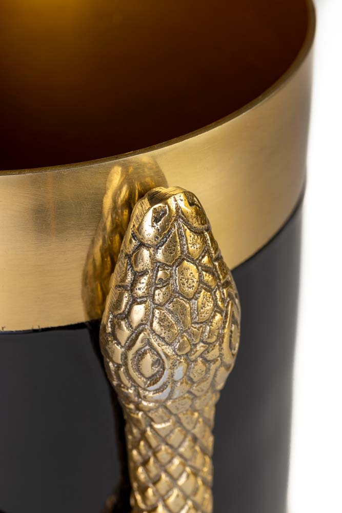 NEVER HURT A SNAKE Vase M Schwarz / Gold - Voelpe