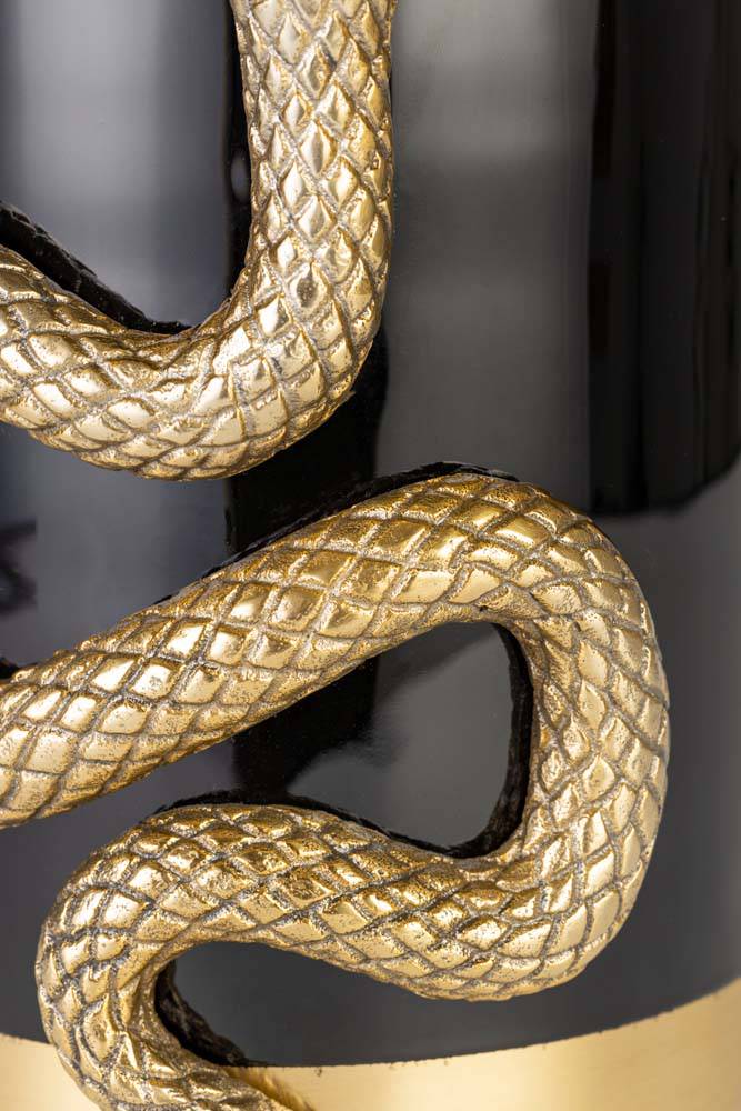 NEVER HURT A SNAKE Vase M Schwarz / Gold - Voelpe