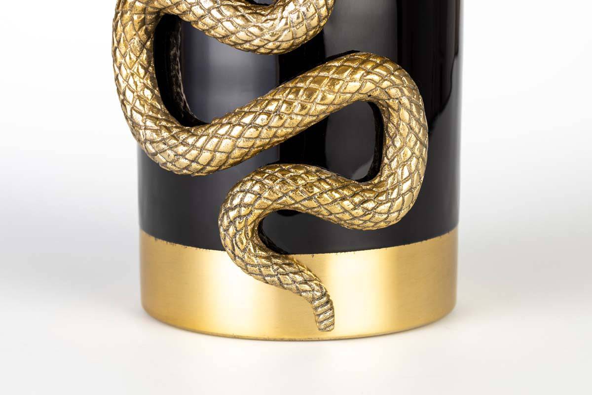 NEVER HURT A SNAKE Vase M Schwarz / Gold - Voelpe