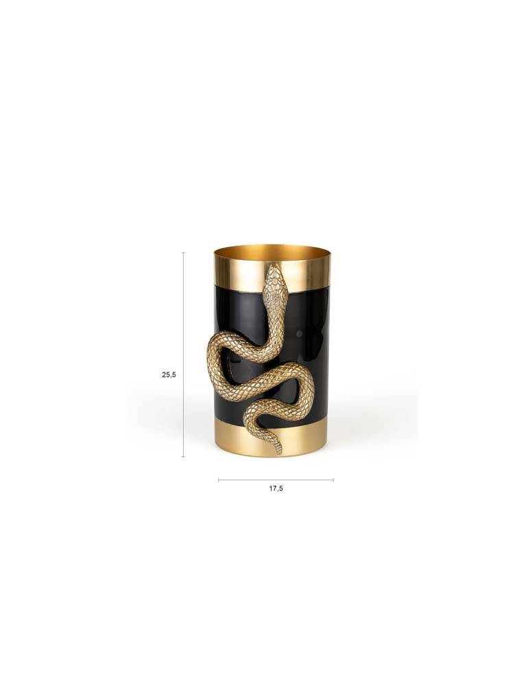 NEVER HURT A SNAKE Vase M Schwarz / Gold - Voelpe