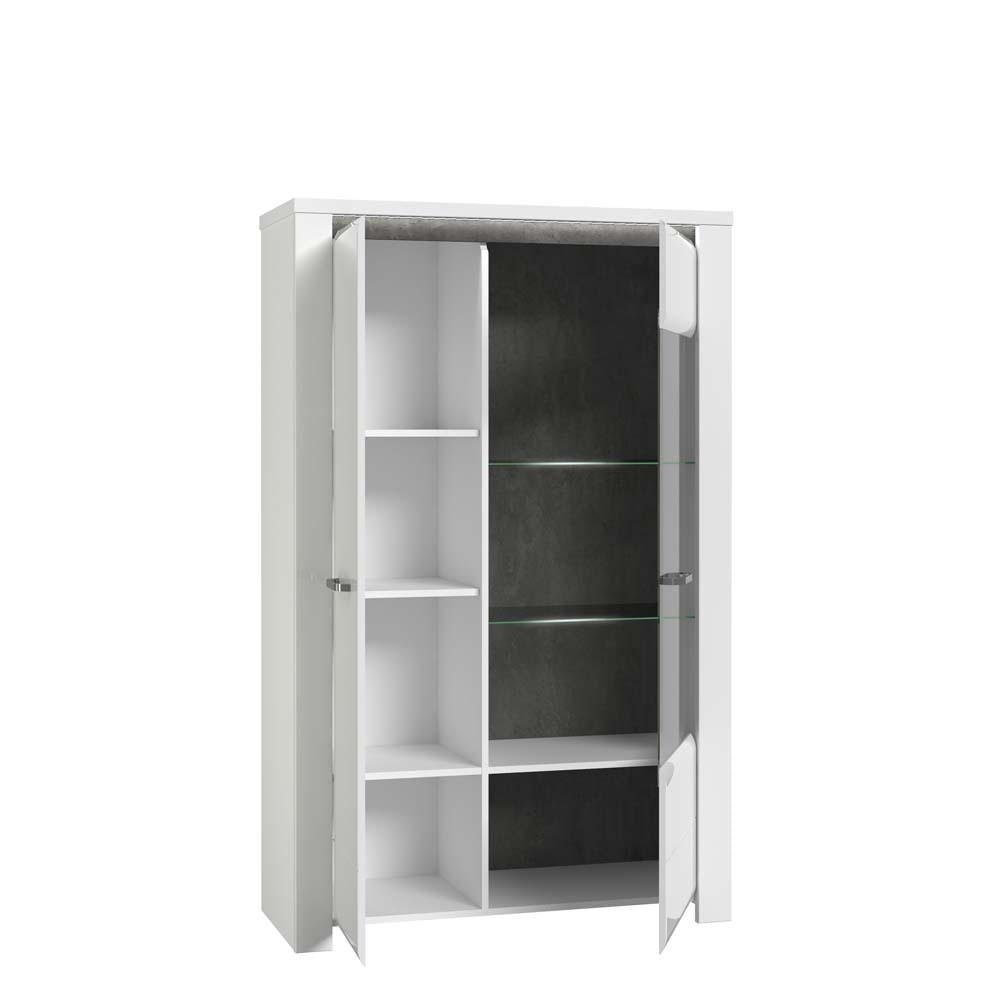 BOLTON Highboard inkl. LED-Beleuchtung Betonoptik / Weiß Hochglanz