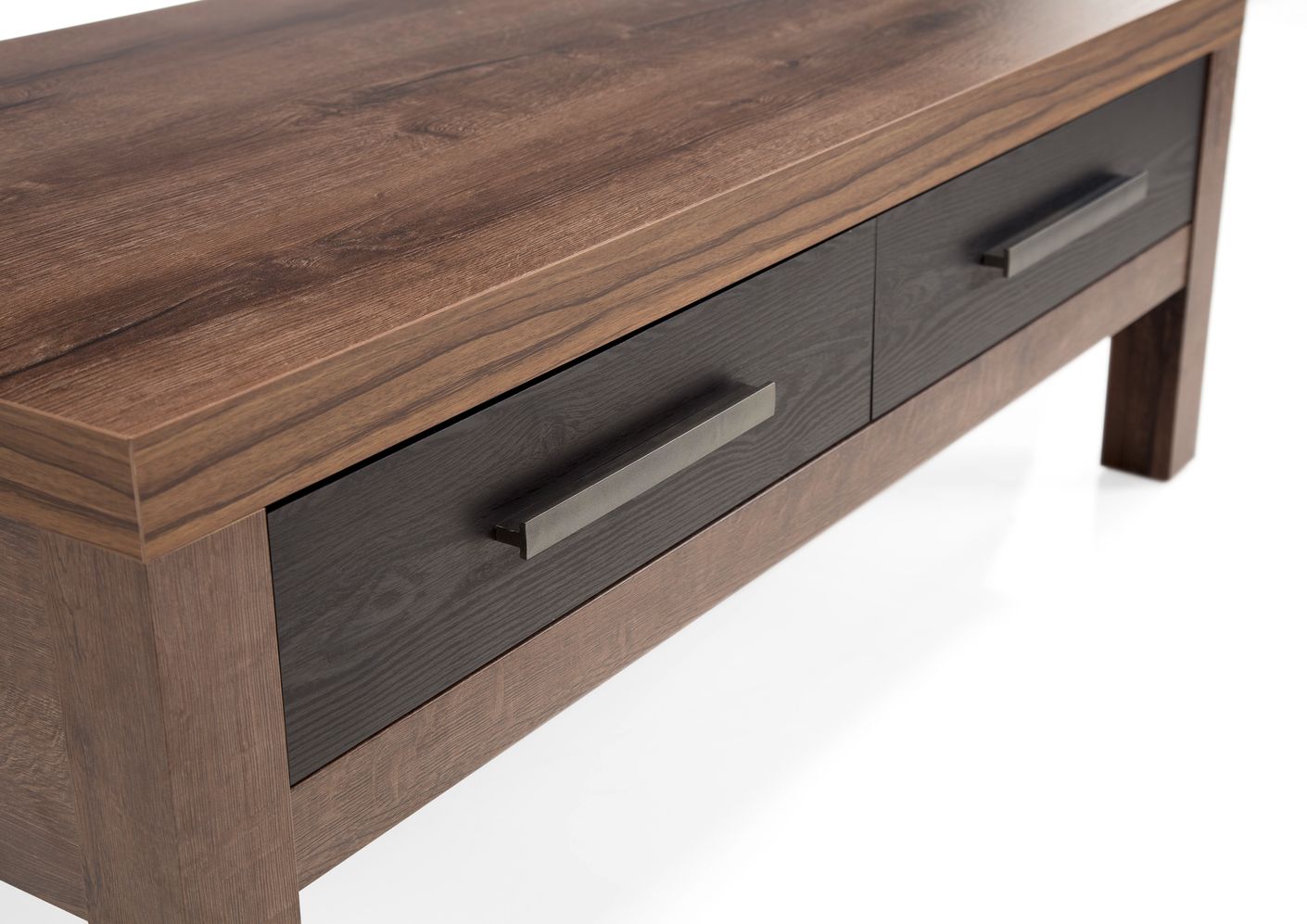 21766 Couchtisch mit 2 Schubladen, 110 cm Eiche Canyon / Schwarz
