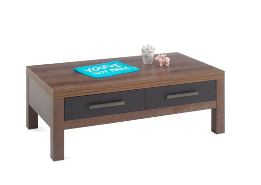 21766 Couchtisch mit 2 Schubladen, 110 cm Eiche Canyon / Schwarz