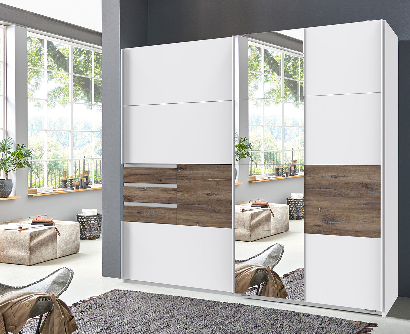 Bamberg Kleiderschrank Schwebetürenschrank mit Spiegel 2-türig 180 cm