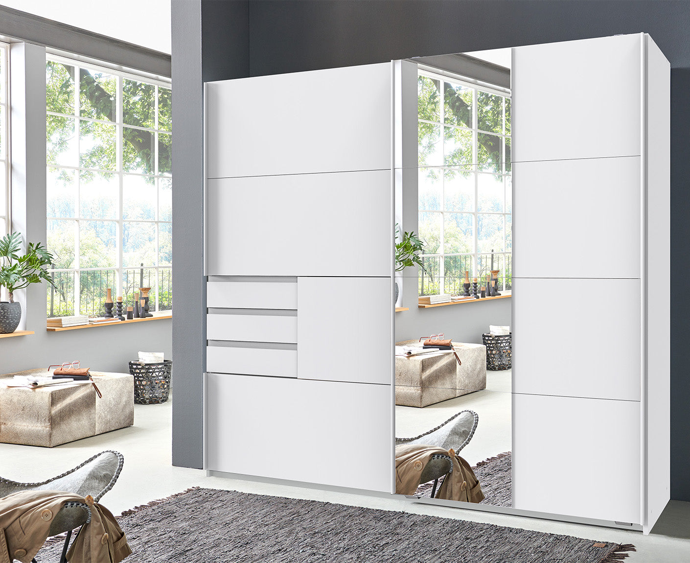 Bamberg Kleiderschrank Schwebetürenschrank mit Spiegel 2-türig 180 cm