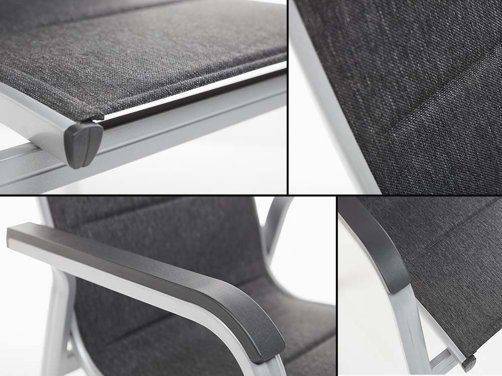 Kettler Basic Plus Padded Stapelsessel, montiert, Silber / Anthrazit
