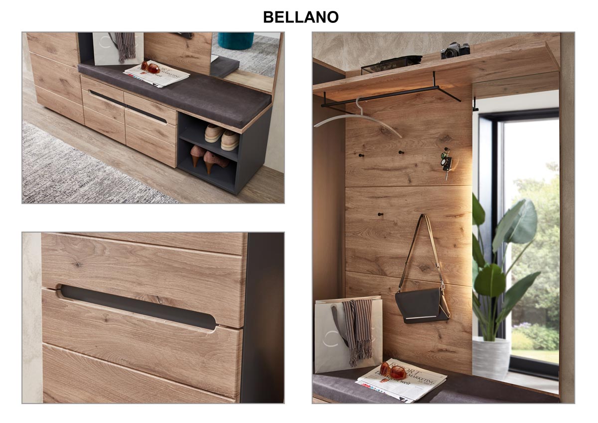 Bellano Garderobenspiegel Viking Oak / Graphit