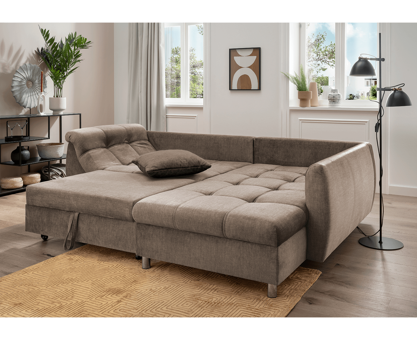Avellino Ecksofa 250 x 190 cm, mit ausziehbarer Liegefläche, Webstoff