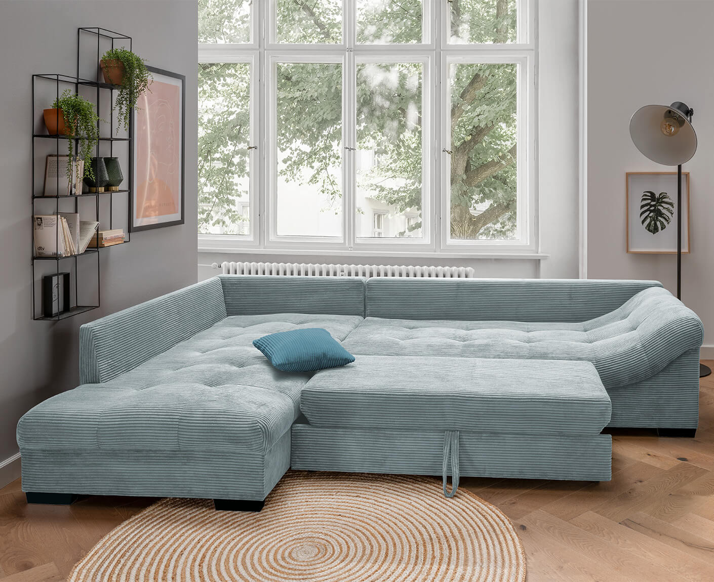 Altamura Ecksofa 298 x 202 cm, mit ausziehbarer Liegefläche, Cord