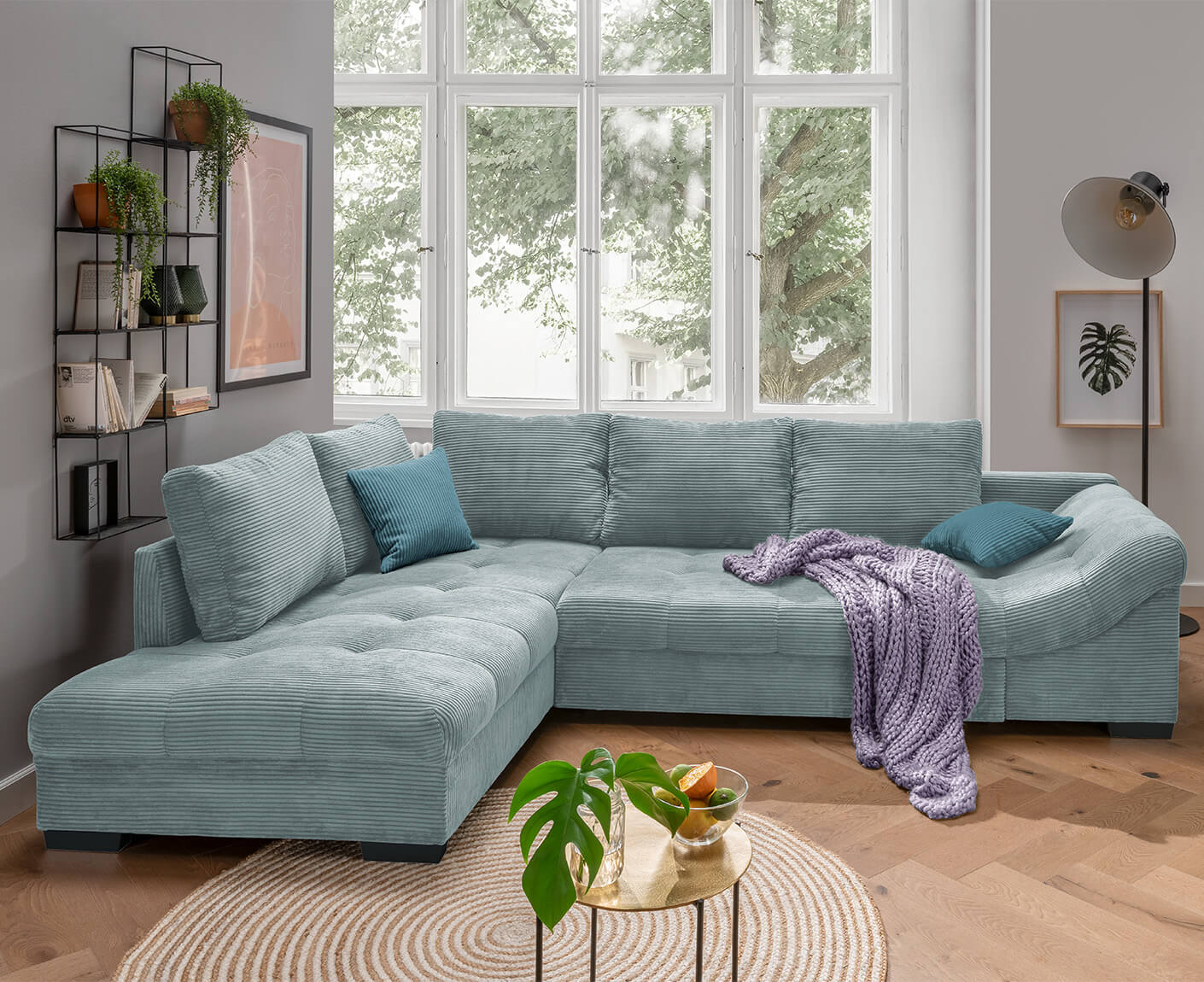 Altamura Ecksofa 298 x 202 cm, mit ausziehbarer Liegefläche, Cord