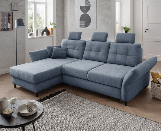 Bergamo Ecksofa 250 - 280 x 176 cm, mit Schlaffunktion und Bettkasten, Corto, Farbe wählbar