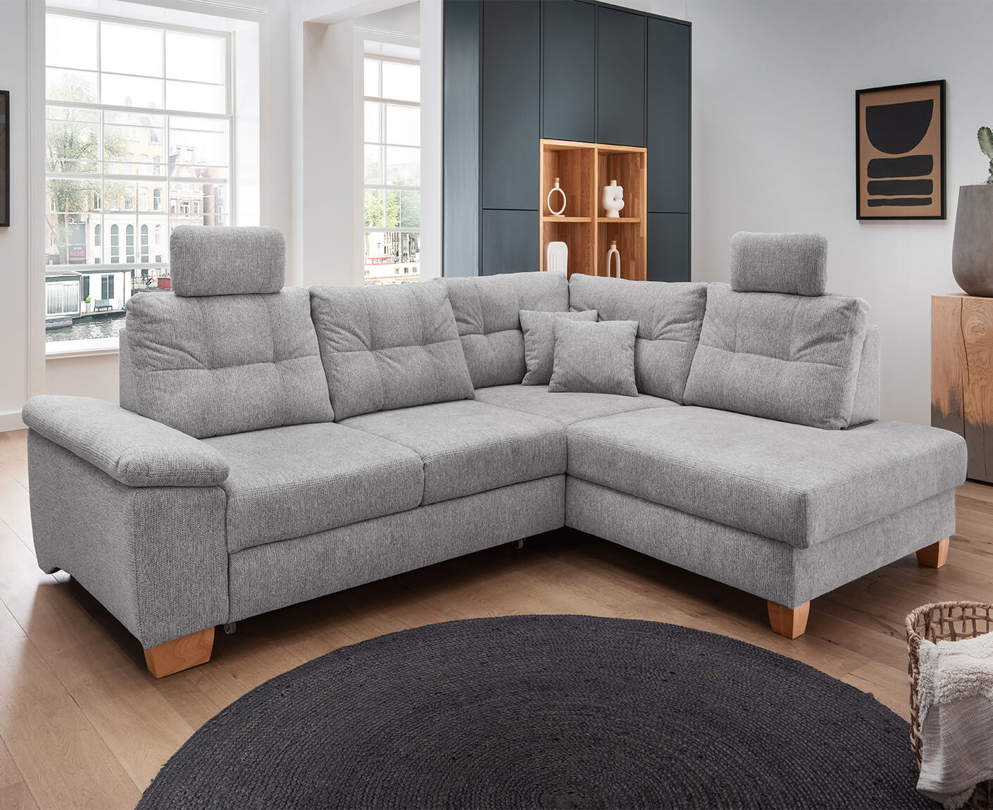 Bergamo Ecksofa 206 x 264 cm, mit Schlaffunktion und Bettkasten, Corto