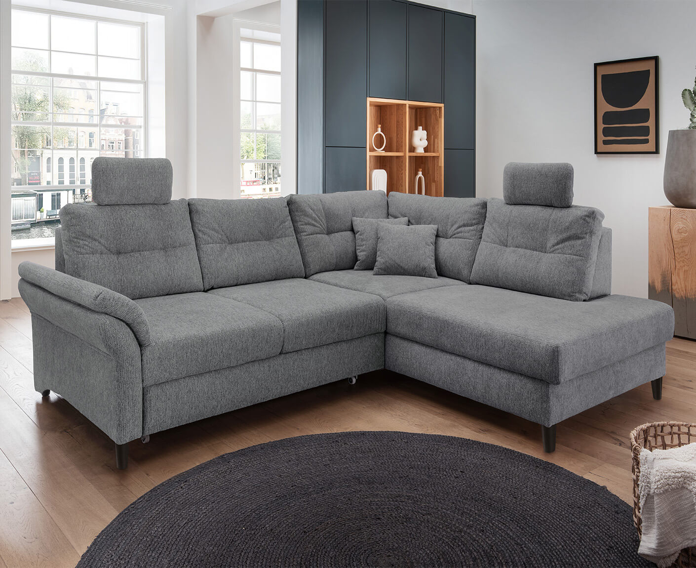 Bergamo Ecksofa 206 x 264 cm, mit Schlaffunktion und Bettkasten, Coroni