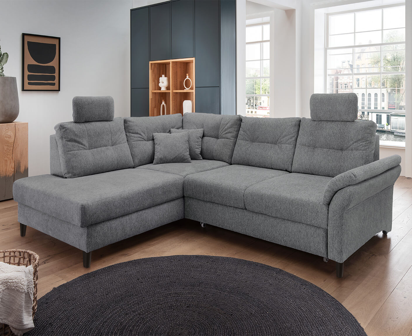 Bergamo Ecksofa 206 x 264 cm, mit Schlaffunktion und Bettkasten, Coroni