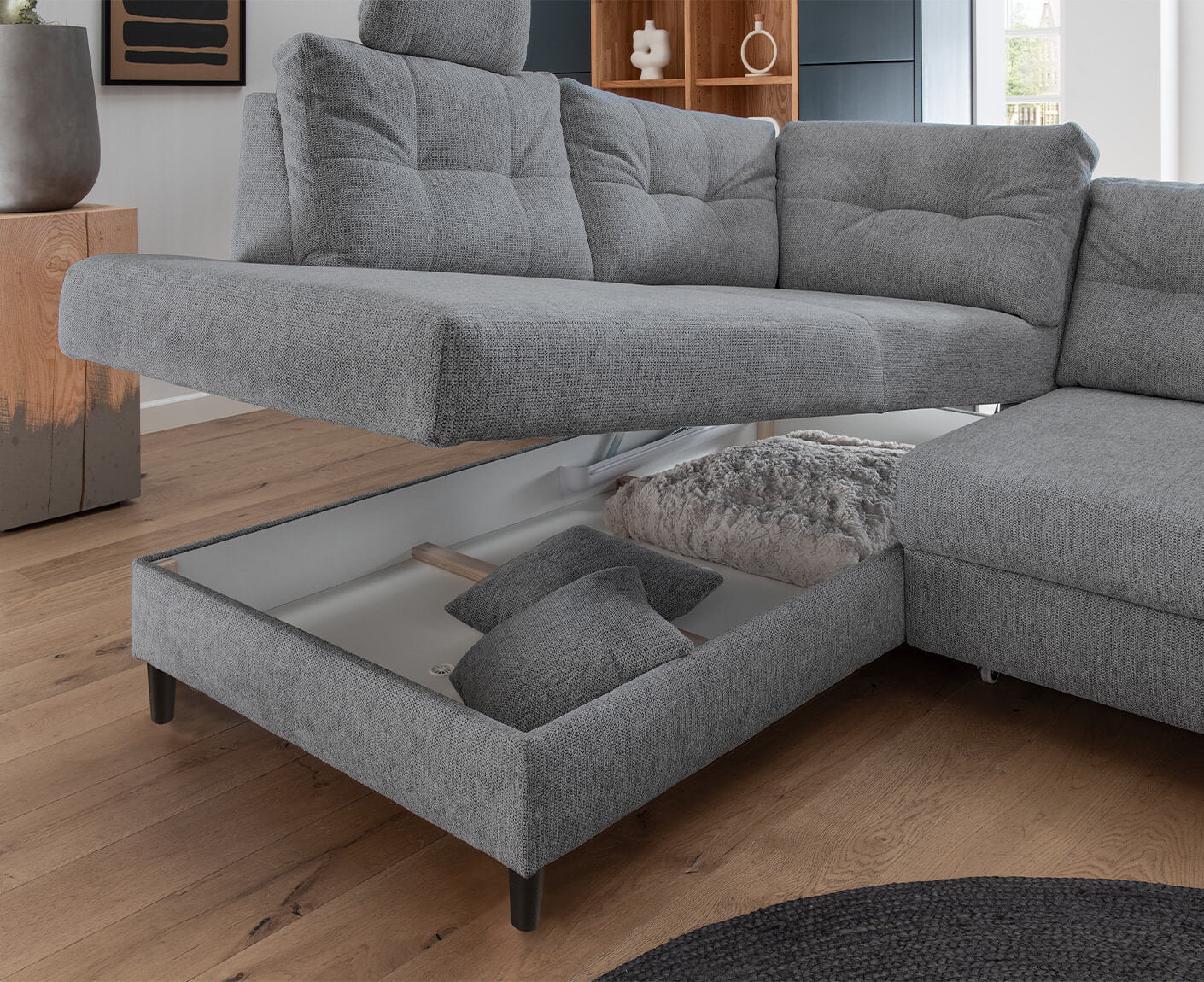 Bergamo Ecksofa 206 x 264 cm, mit Schlaffunktion und Bettkasten, Coroni