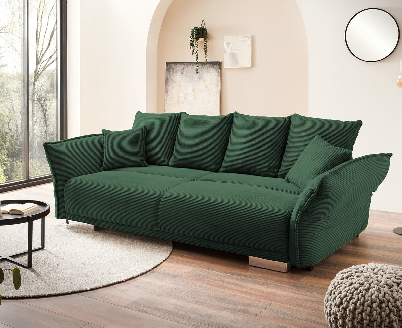 Pomezia Bigsofa 242 x 131 cm, mit Schlaffunktion und Bettkasten, Cord