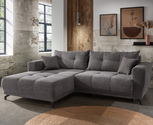 Rho Ecksofa 246 x 177 cm, mit elektrischer Sitztiefenverstellung (Cord)