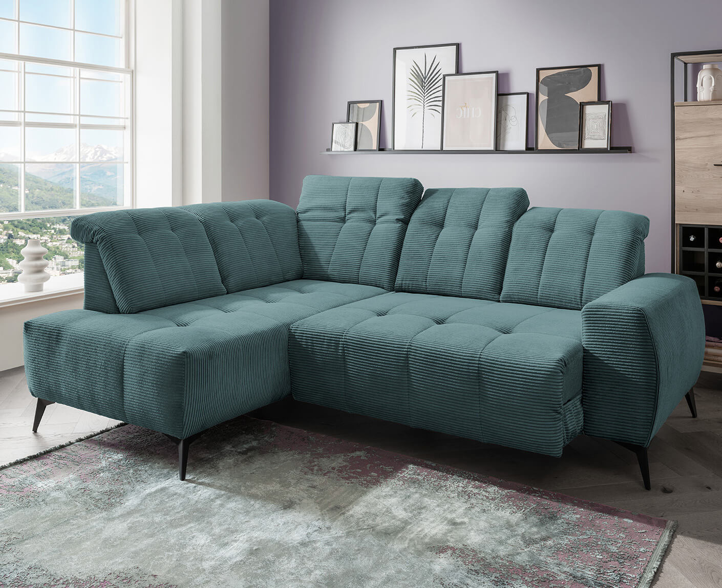 Sassari Ecksofa 261 x 200 cm, mit elektrischem Sitzvorschub, Cord