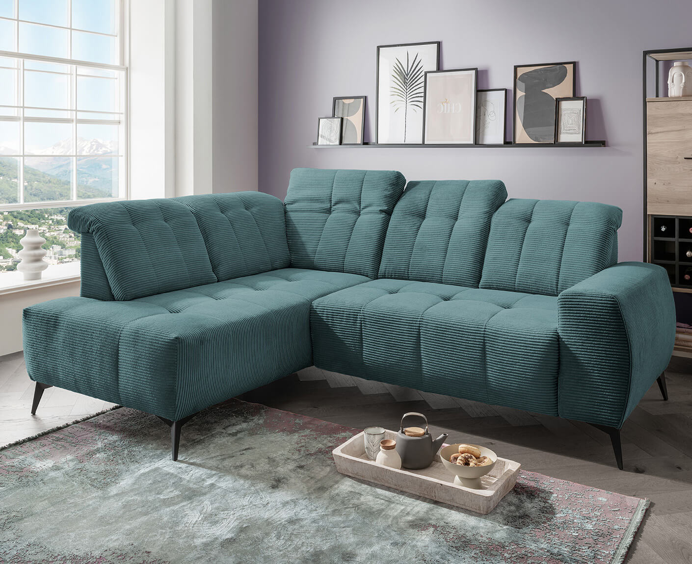 Sassari Ecksofa 261 x 200 cm, mit elektrischem Sitzvorschub, Cord