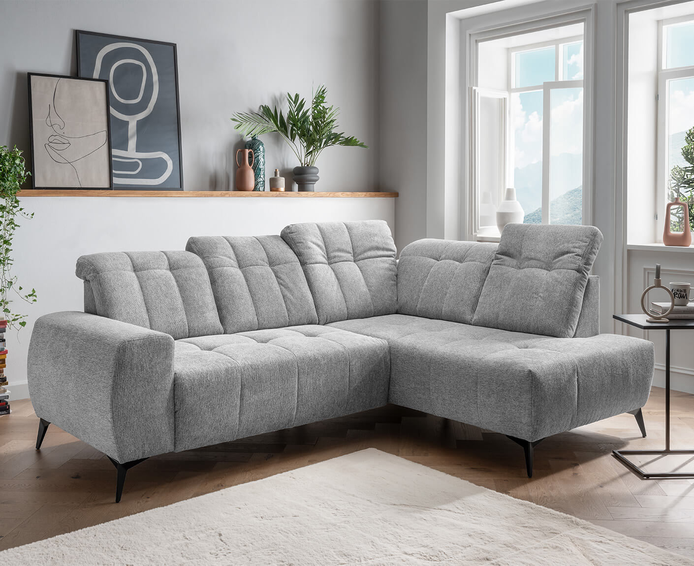 Sassari Ecksofa 261 x 200 cm, mit elektrischem Sitzvorschub, Corto