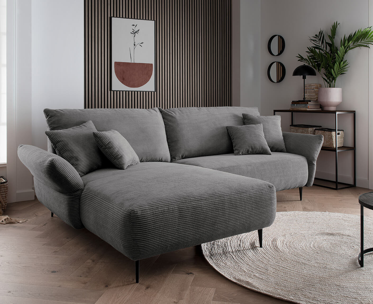 Viterbo Ecksofa 260 - 302 x 178 cm, beidseitig montierbar, Cord