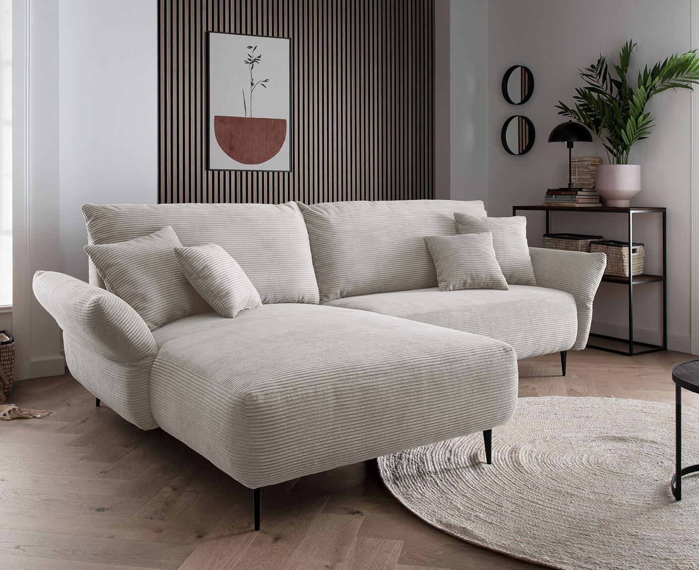 Viterbo Ecksofa 260 - 302 x 178 cm, beidseitig montierbar, Cord