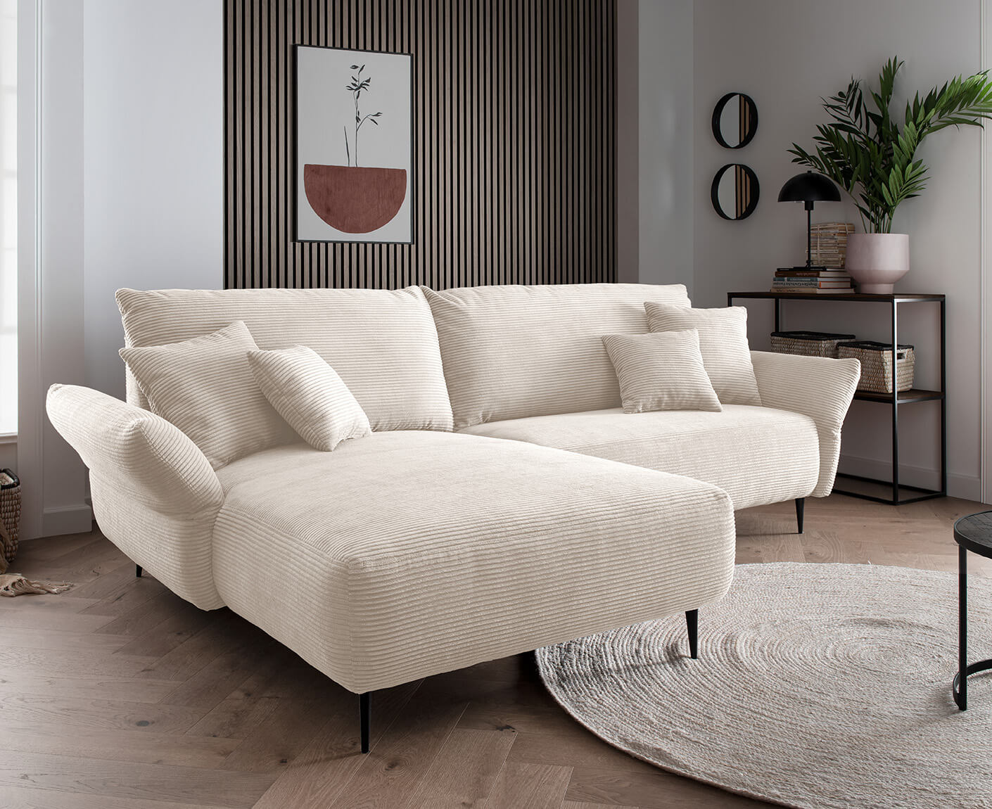 Viterbo Ecksofa 260 - 302 x 178 cm, beidseitig montierbar, Cord