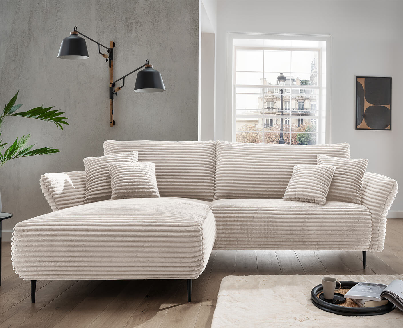 Viterbo Ecksofa 260 - 302 x 178 cm, beidseitig montierbar, Aversa