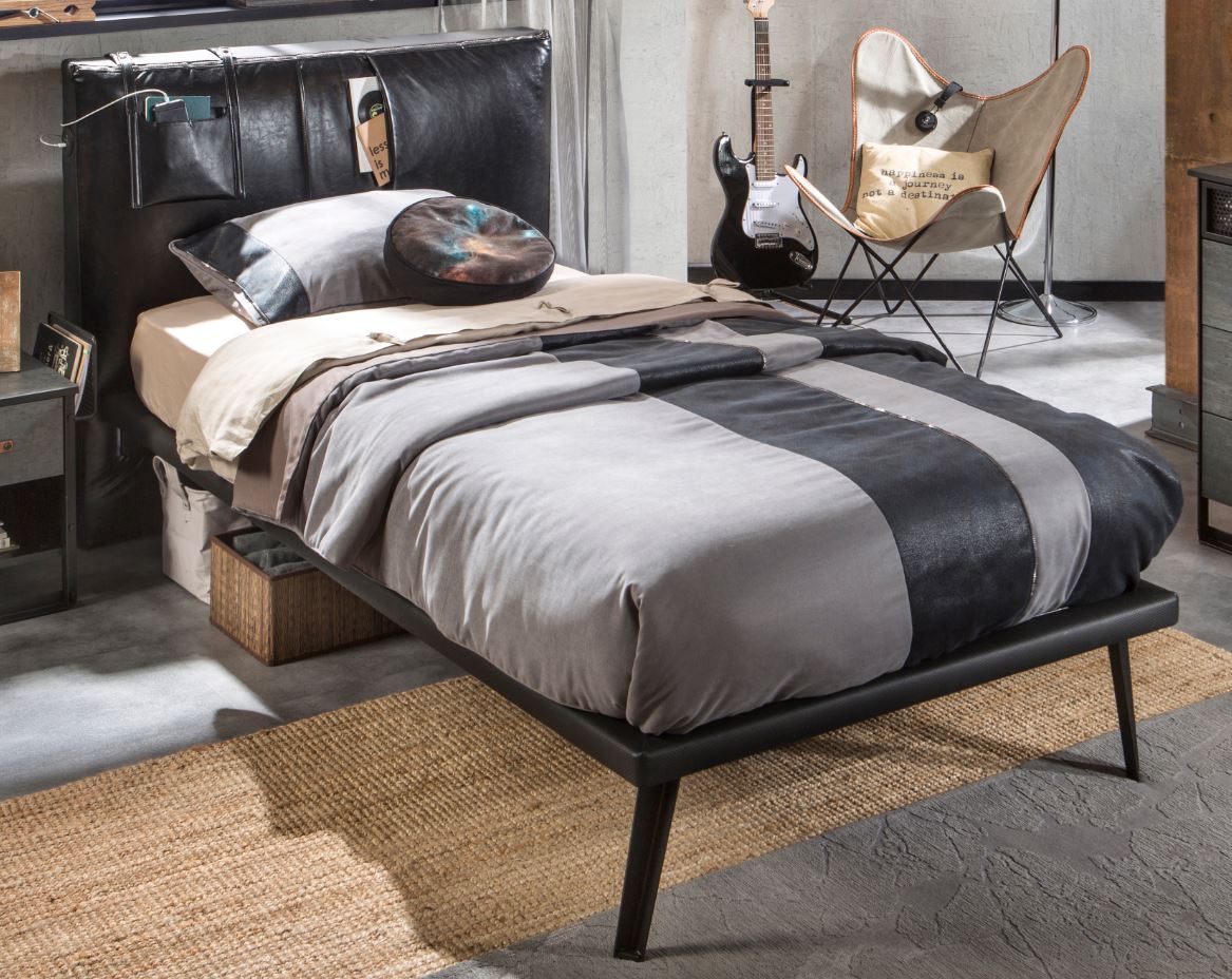 Cilek DARK METAL Kinderbett Bett 100x200 cm Jugendbett Schwarz
