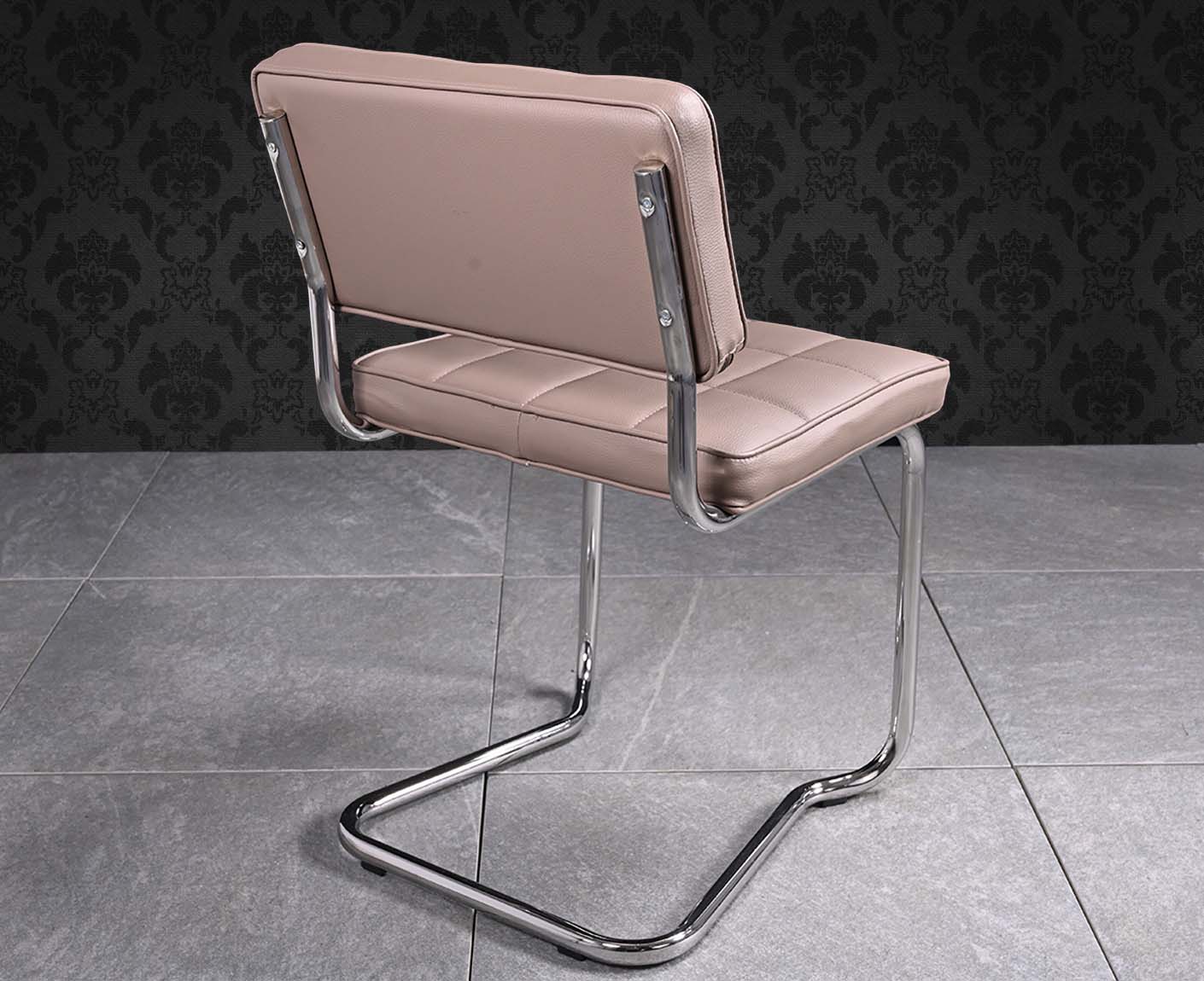 Bollo Freischwinger Kunstleder Grau / Verchromt