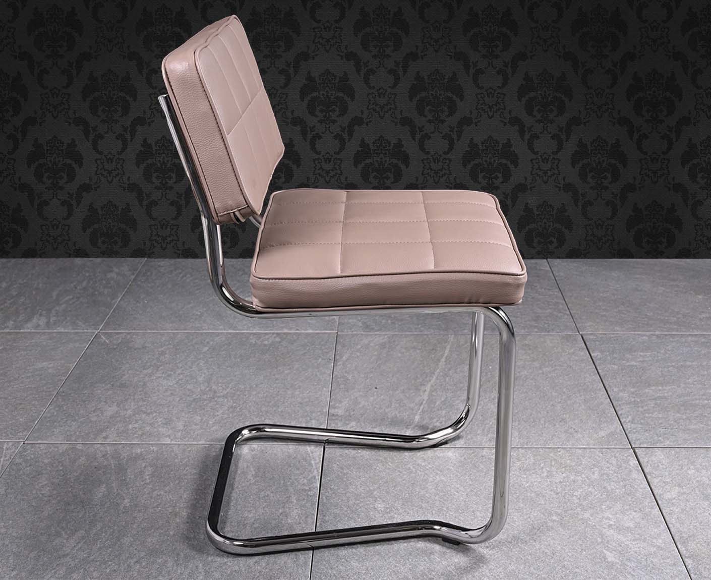 Bollo Freischwinger Kunstleder Grau / Verchromt