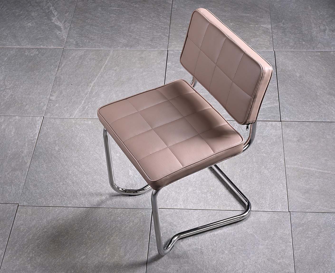 Bollo Freischwinger Kunstleder Grau / Verchromt