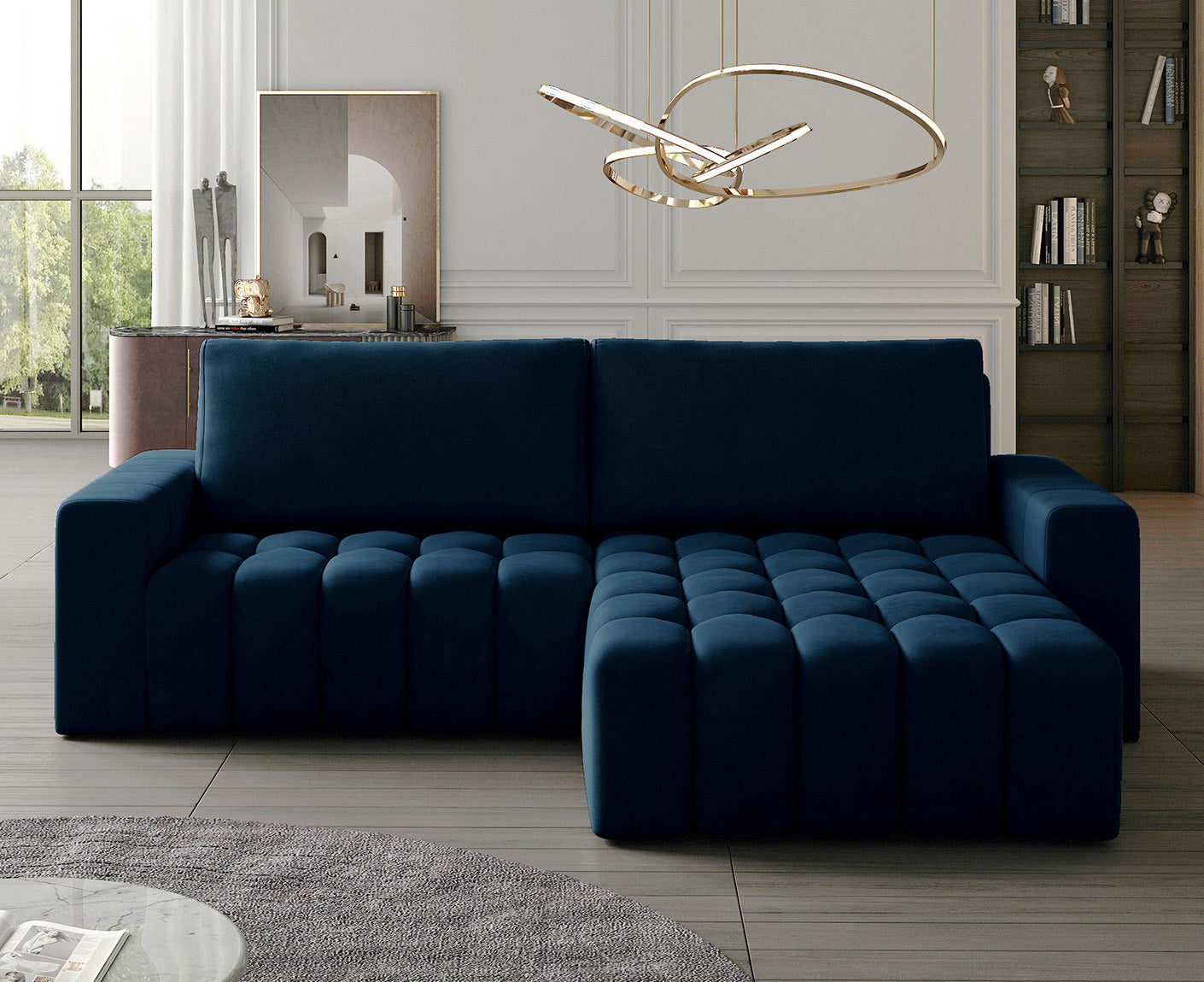 Bonett Ecksofa 250 x 175 cm, Samt