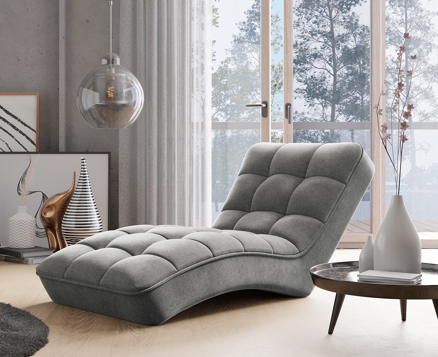 Loren Relaxliege 170x85 cm Grau (Velour - Gojo)